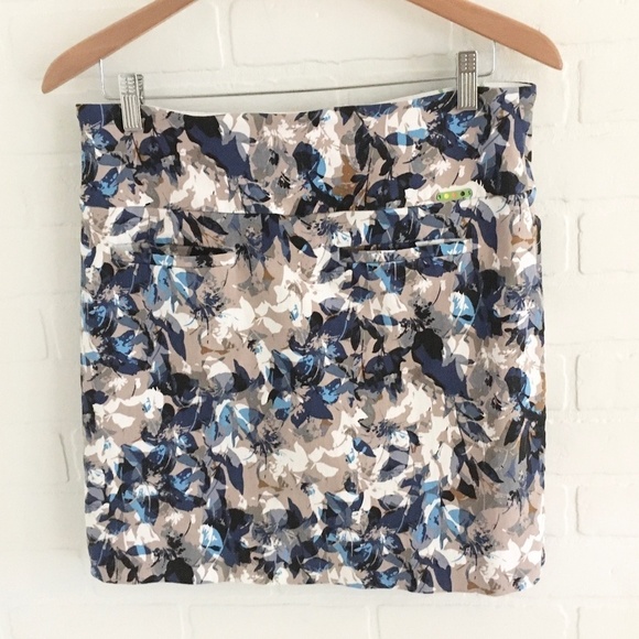 Swing Control Skort Skirt Golf Tennis Pockets Abstract Floral leaves print Sz 12 - Picture 6 of 9